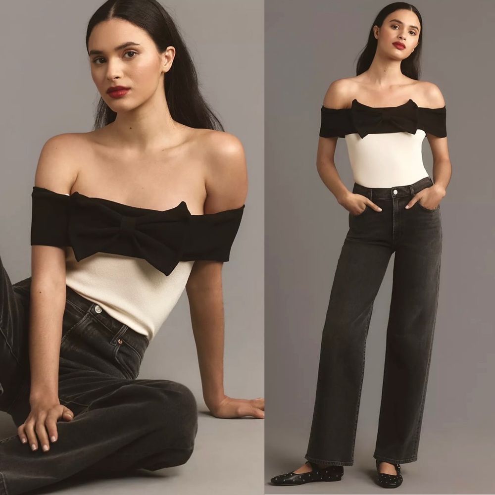 Anthropologie Maeve Off The Shoulder Bow Top